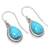 Natural Turquoise Gemstone Handmade 925 Solid Sterling Silver Earring 1.25" Y4v99