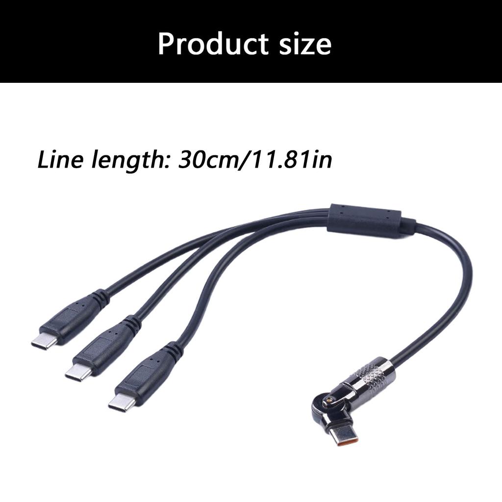 USB C 1 Штекер на 3 Штекера Разветвитель Передача Данных Зарядка Поворот на 180 Градусов Удлинитель Кабель-разветвитель для Смартфона
