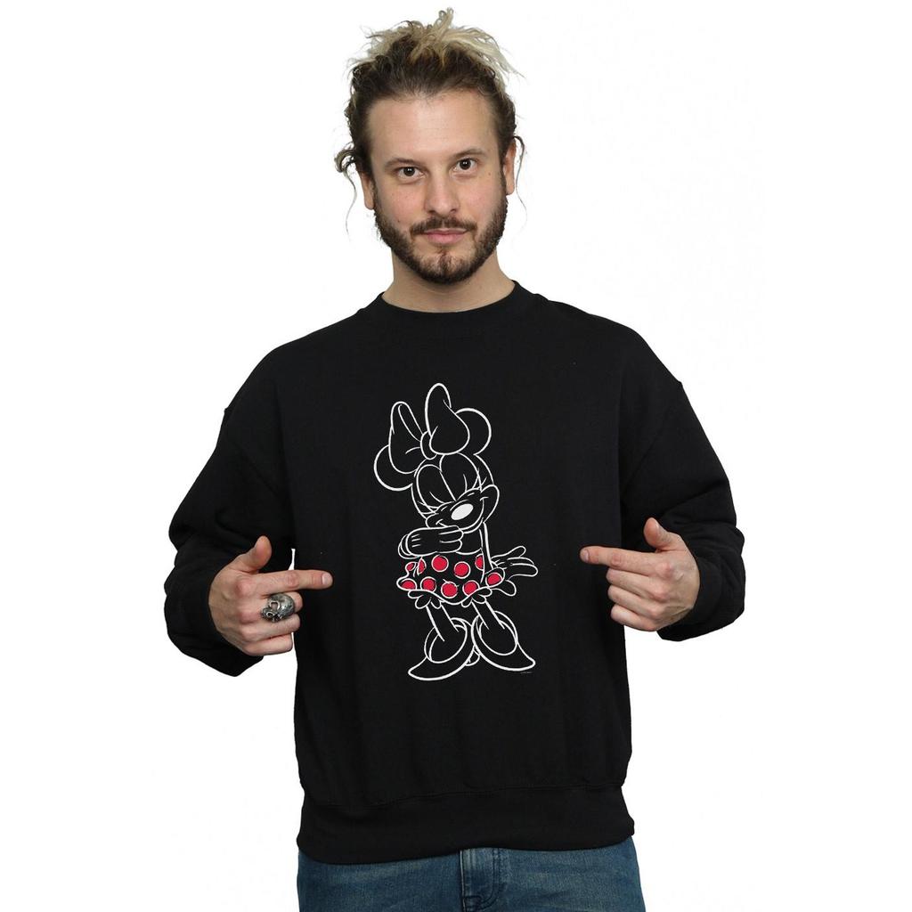 Disney Mens Minnie Mouse Outline Polka Dot Sweatshirt