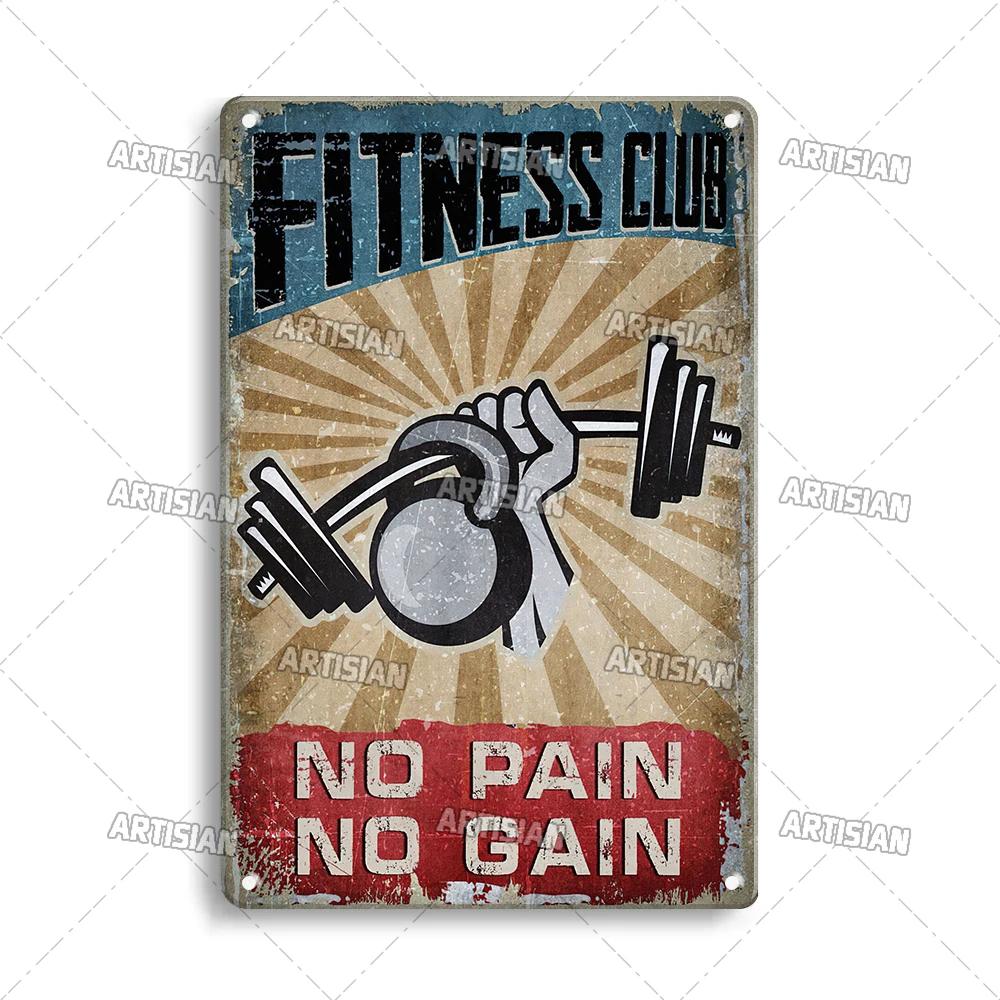ARTISIAN Потертая Металлическая Жестяная Табличка Gym Club Винтажная Декоративная Тарелка Ржавый Спорт Металлический Постер Мужская Пещера Клуб Студия Настенный Декор