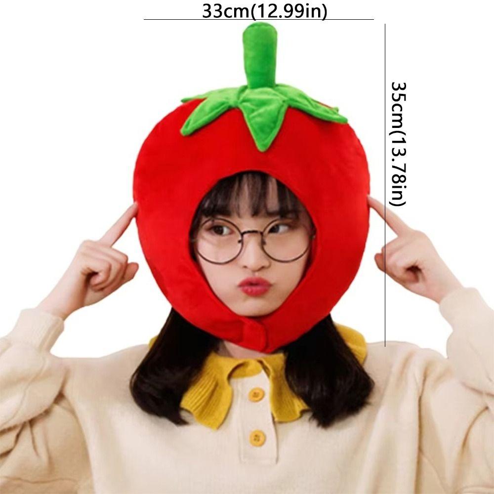 Cute Warm Earflap Cap Super Soft Cosplay Hat Funny Fruit Stuffed Toys Christmas Party