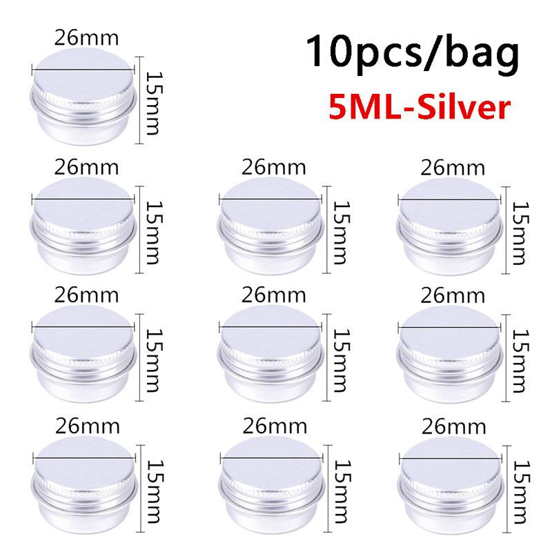 10 шт. алюминиевая жестяная банка-контейнер 5 мл/10 мл/15 мл пустая для крема бальзама для ногтей свечи косметические круглые