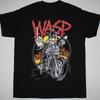 Винтажный W.A.S.P. Хлопковая черная футболка для мужчин с логотипом Band Music Tour