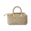 FENDI By The Way Calfskin With Cotton Boston Bag, Shoulder Bag, Crossbody Bag, Handbag Mini Women's Dove Gray 8BS067-AR1B-F0E65