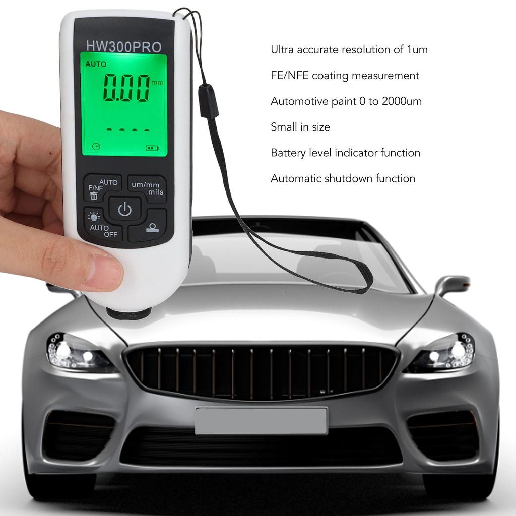 Цифровой толщиномер покрытия ABS с портативной веревкой, функция автоматического отключения, измеритель покрытия краски для наружного применения