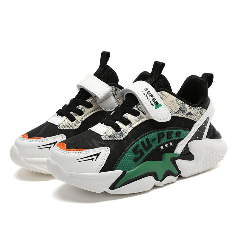 Спортивные детские кроссовки для мальчиков, повседневная обувь для детей 5-16 лет, детские теннисные кожаные нескользящие модные кроссовки