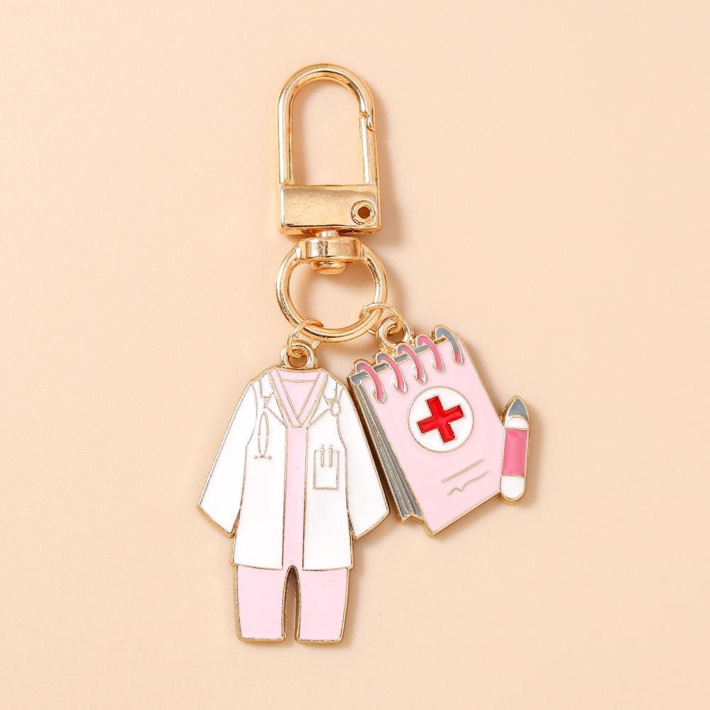 New Enamel Doctor's Gown keychain Ambulance Key Ring Pendants for Women Girls Handbag Decor DIY Key Chain Jewelry Gifts