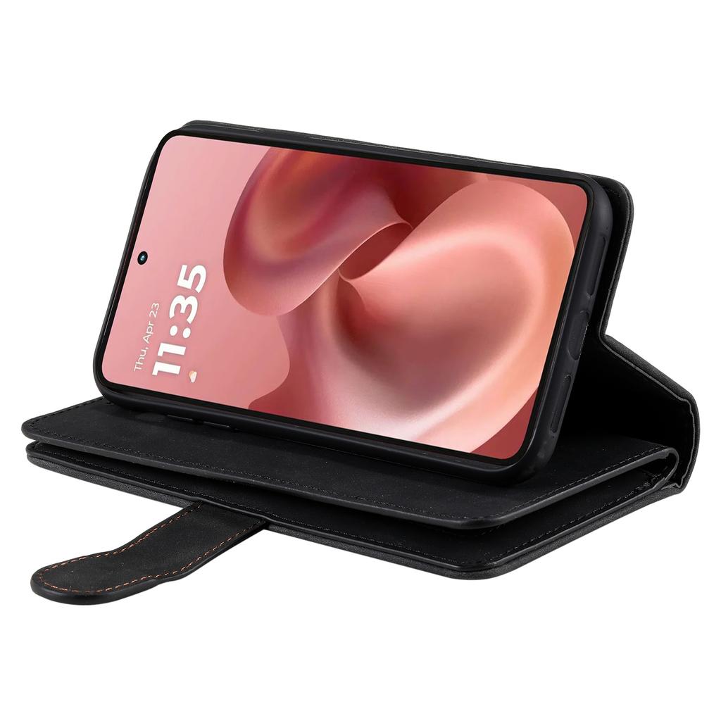 For Motorola Moto G56 5G Case 9 Card Slots Zipper Wallet PU Leather Phone Cover with Wrist Strap