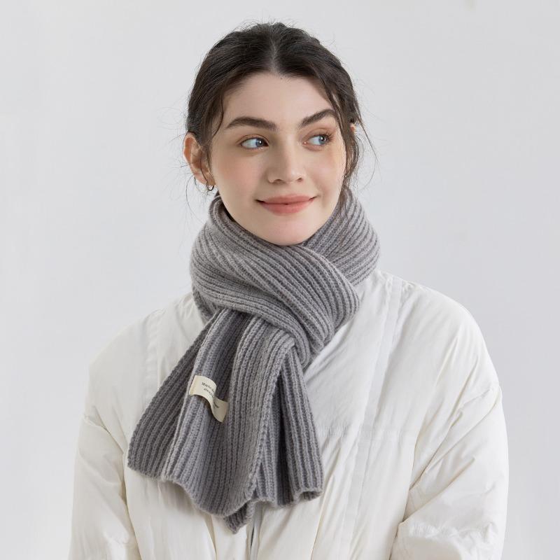 Versatile Solid Color Knitted Scarf Scarf Plush Soft Male and Female Couples Scarf Autumn and Winter Outer Shawl