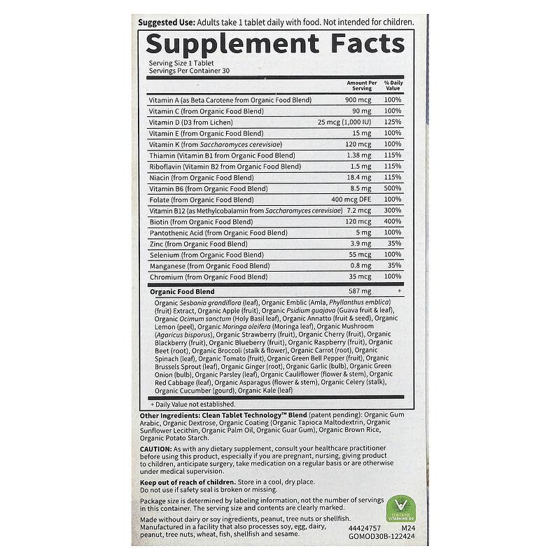 Organics, Men's Once Daily, 30 Vegan Tablets
