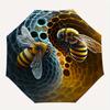 "Yin-Yang Honeycomb Bees Art Print Unique Wall Decor"Umbrella, Portable 3-Fold Compact Umbrella for Men & Women ES45