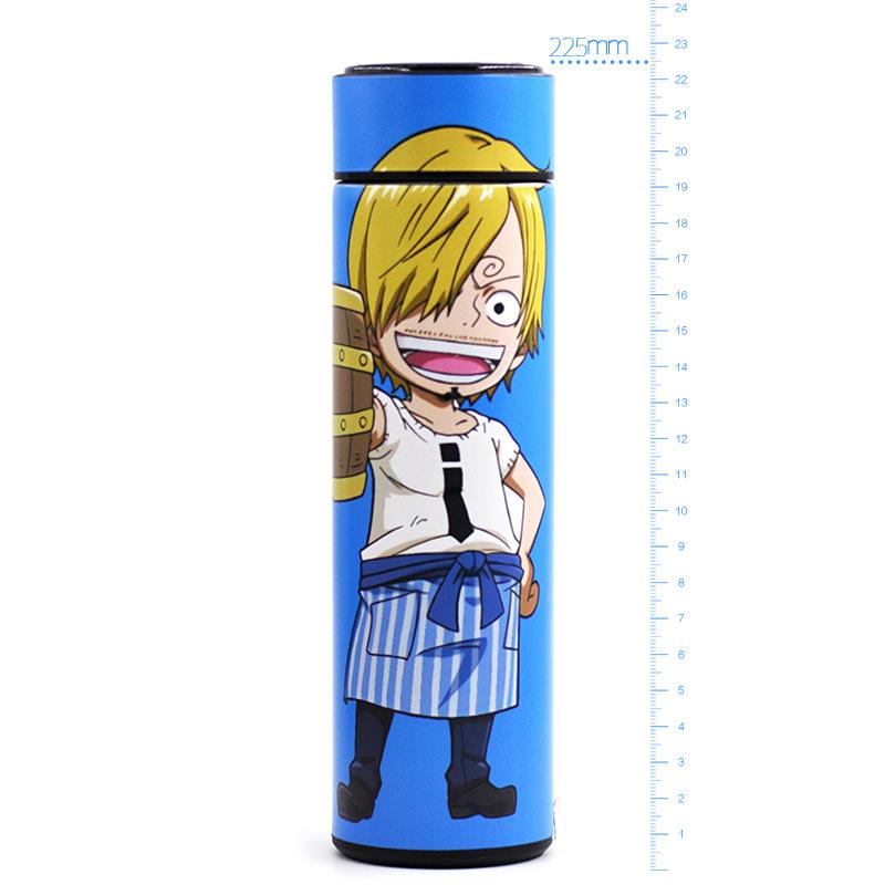 Фигурка Аниме Мультфильм One Piece Вакуумная Кружка 480 мл Луффи Зоро Санджи Косплей Студенческая Термокружка Спортивная Бутылка для Воды Школьный Подарок