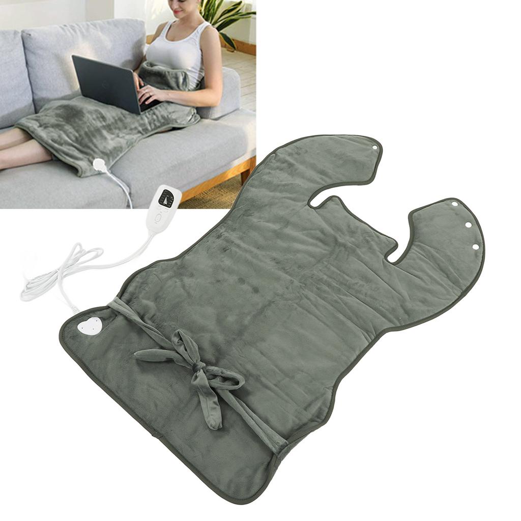 Back Heating Pad Dark Grey Soft Plush Hands Free Design Ergonomic Neck Outline 6 Temperature Adjustm