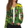 Women's Fashion Christmas Print Casual Zip-Up Long-Sleeved Hooded Jacket