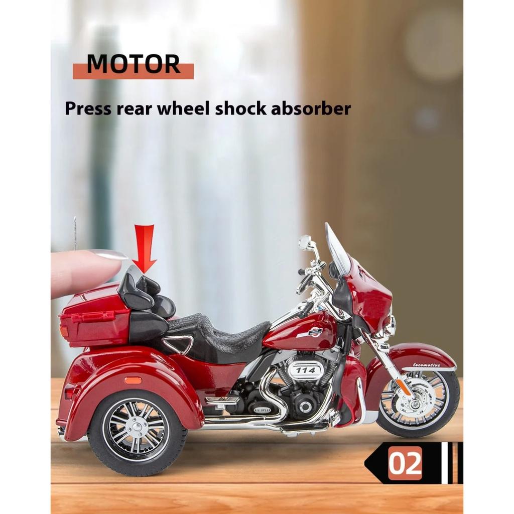 1/9 Harley Davidson TRI GLIDE ULTRA Luxury Tricycle Alloy Diecast Model Motorcycle Sound & Light Collection Decoration Gift BOX