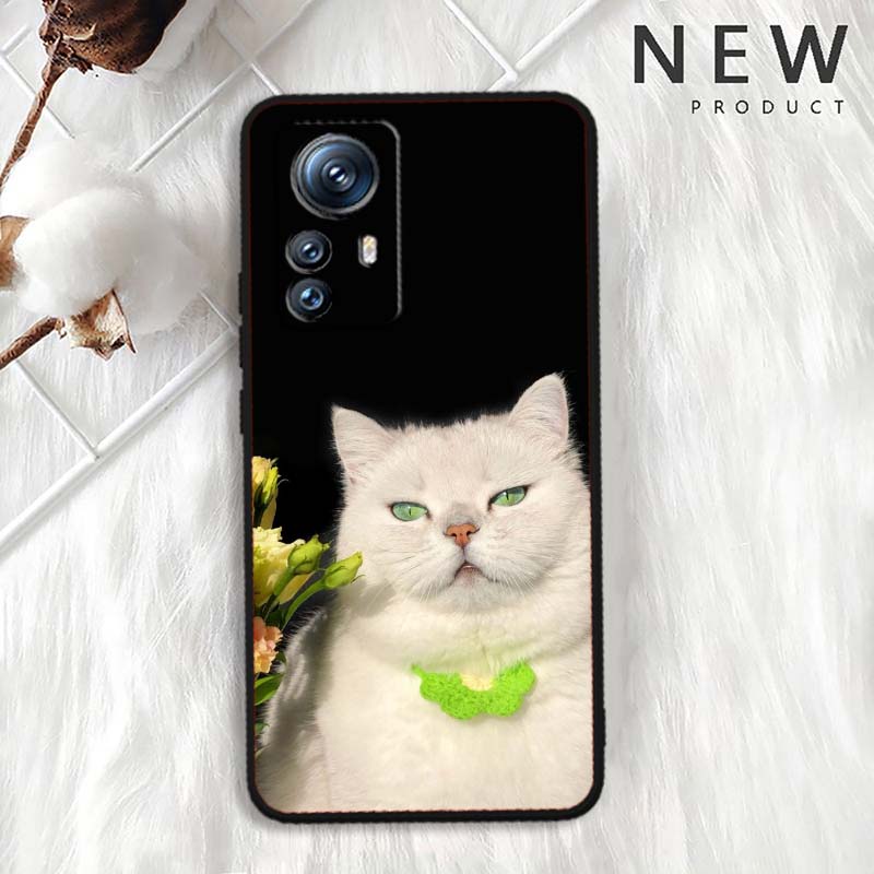 Аниме мультяшный кот иллюстрация Чехол для телефона Для Xiaomi Mi 15 14 13 13T 12 12T 12S 11 11i 11T Pro Ultra Lite 5G Черный Мягкий