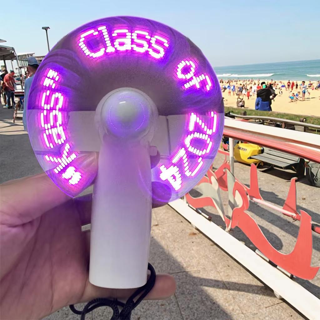 Portable USB Rechargeable Fan Programmable Led Message Handheld Fan Custom Text Mini Handy Led Custom Message Display Fan