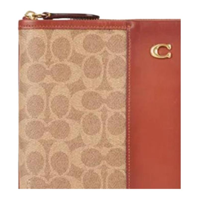 Coach Сумка 29 Классическая Пресбиопическая Золотой Логотип Буквы Молния ПВХ Сумка Под Мышку Клатч Большая Женская Хаки и Коричневый Красный
