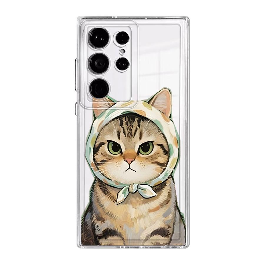 Мультяшный чехол-накладка с кошкой для Samsung Galaxy S26 S23 Ultra Note 20 Ultra 10 S24 S22 FE S21 S20 Plus S25 Edge