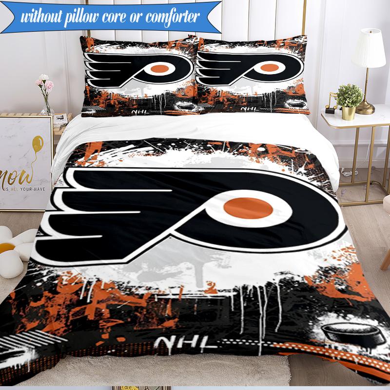 3PCS Flyers Hockey Team Bedding Set,Including 1pc Duvet Cover And 2pcs Pillowcases Perfect for Bedroom, Dormitory, Fan Christmas gift