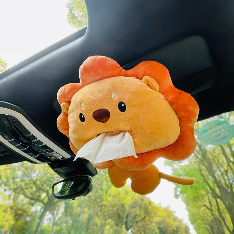 Lion Crab Tissue Drawing Car Paper Box Bag Creative Cute Plush Car Tissue Box