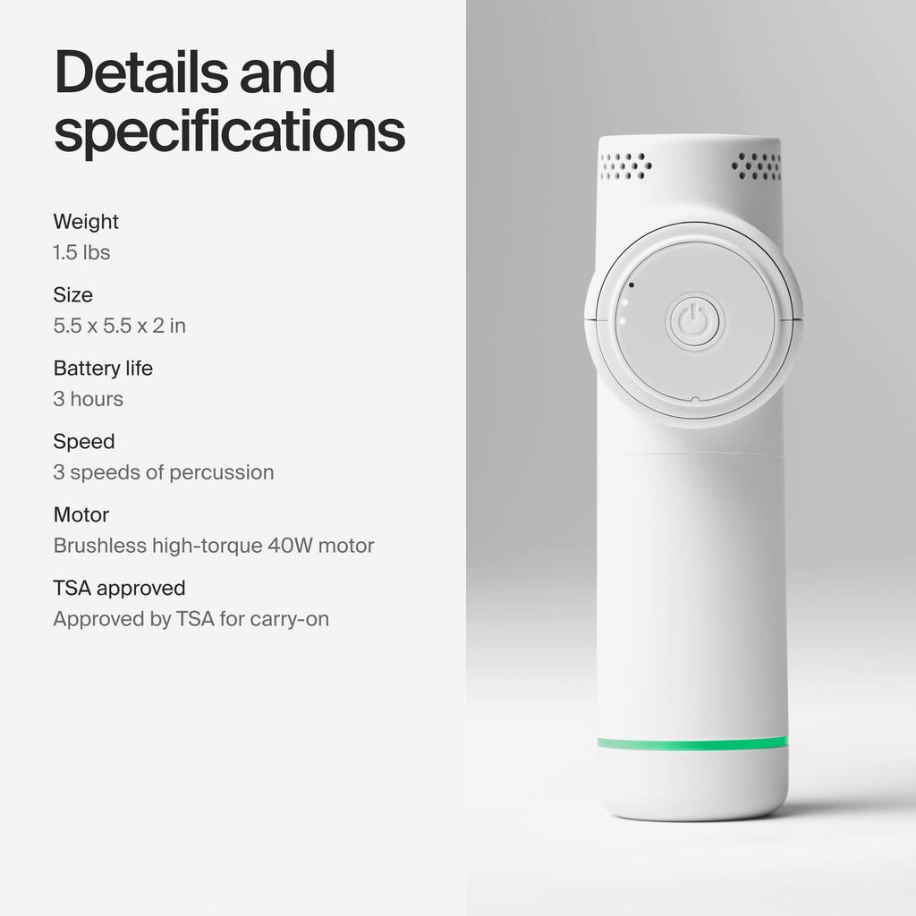 Официальный магазин Hyperice Ударное устройство Hypervolt GO2 Arctic Gray 3 уровня вибрации 2 типа насадок Запатентовано (Сильная вибрация)