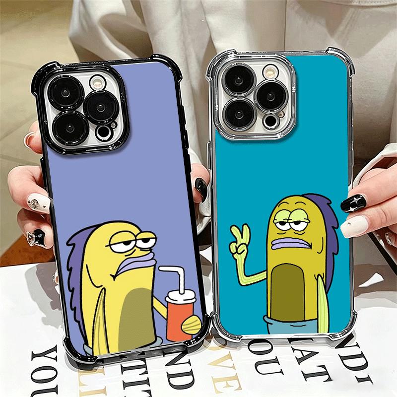 Забавный Мультяшный Уродливый Рыба Мягкий Чехол Для Телефона Для iPhone 15 16 17 Air 14 Pro Max 16E Plus 13 12 Mini Покрытие Защита от Падения Fundas