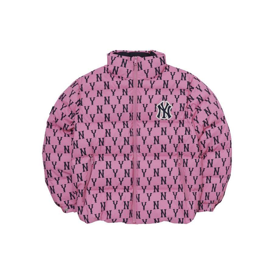 Новый укороченный пуховик MLB унисекс темно-розовый 3ADJM0116-50PKD