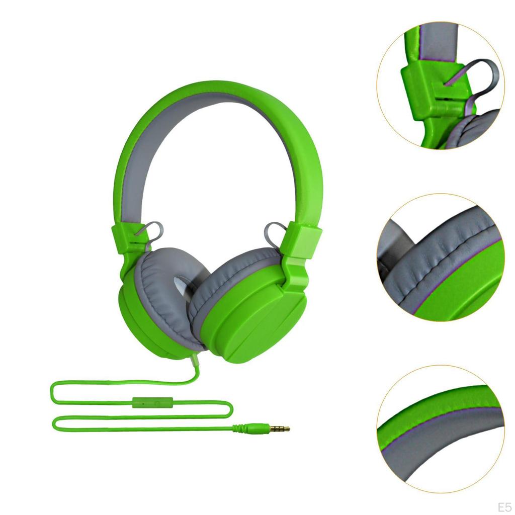 Over Ear Headphone Wired Headset Comfortable Office Lightweight with Microphone Students Adjustable