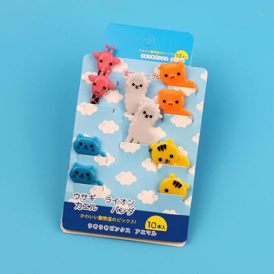 10 шт. вилки для фруктов в виде животных из мультфильмов, торт, десерт, еда, палочки, львы, жирафы, слоны, животные, зубочистки, креативные инструменты для презентации еды для детей