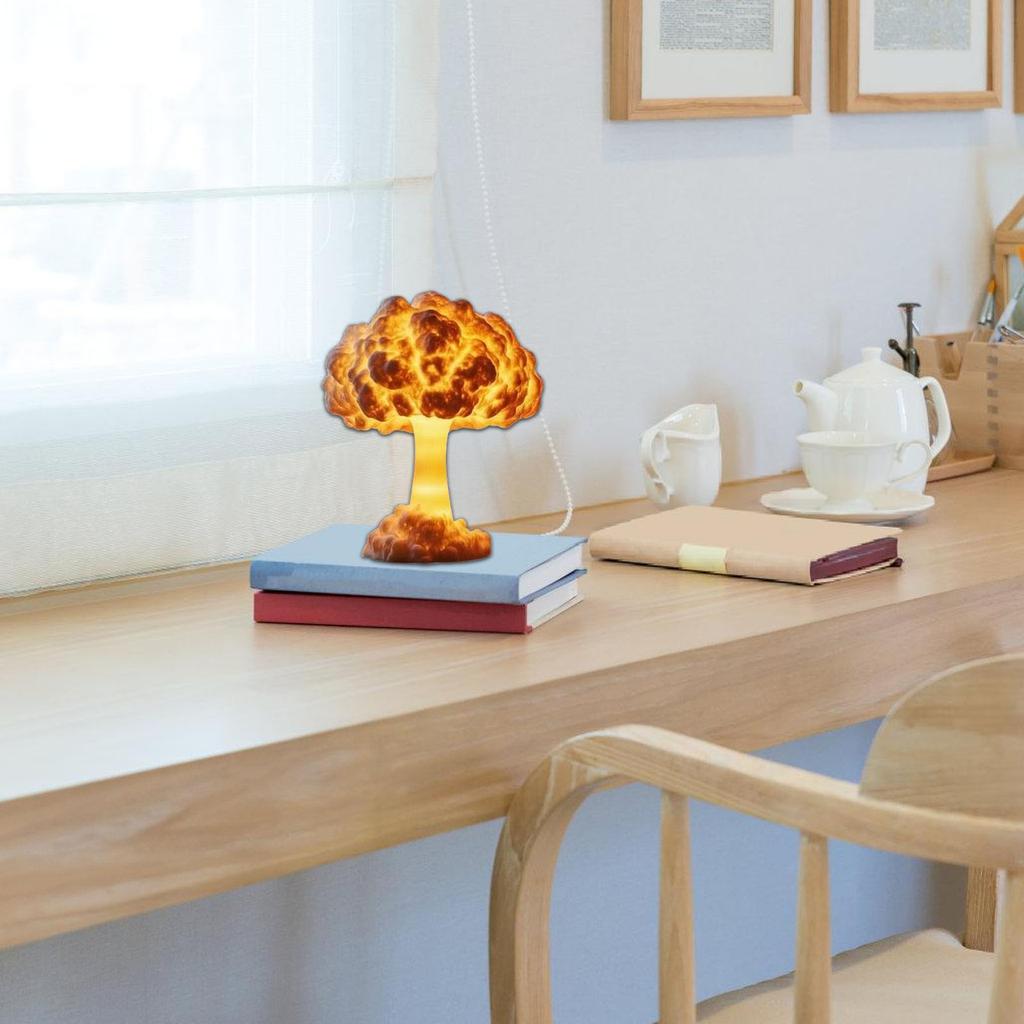 Artistic Mushroom Cloud Night Light Resin Decor Atomic Bomb Model Soft LED Ambient Lighting For Home Office Bedroom