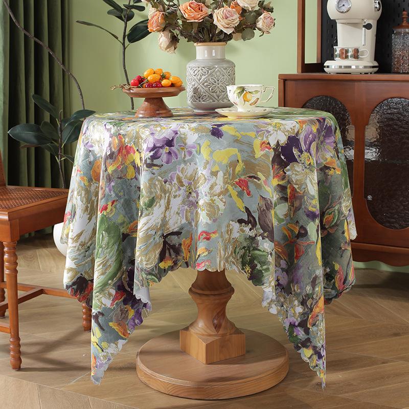 Ретро Романтичная Масляная Живопись Скатерть Водонепроницаемая, Термостойкая и Не Снимаемая, Высококачественный Круглый Коврик на Стол, Декоративная Круглая Скатерть для Маленького Стола