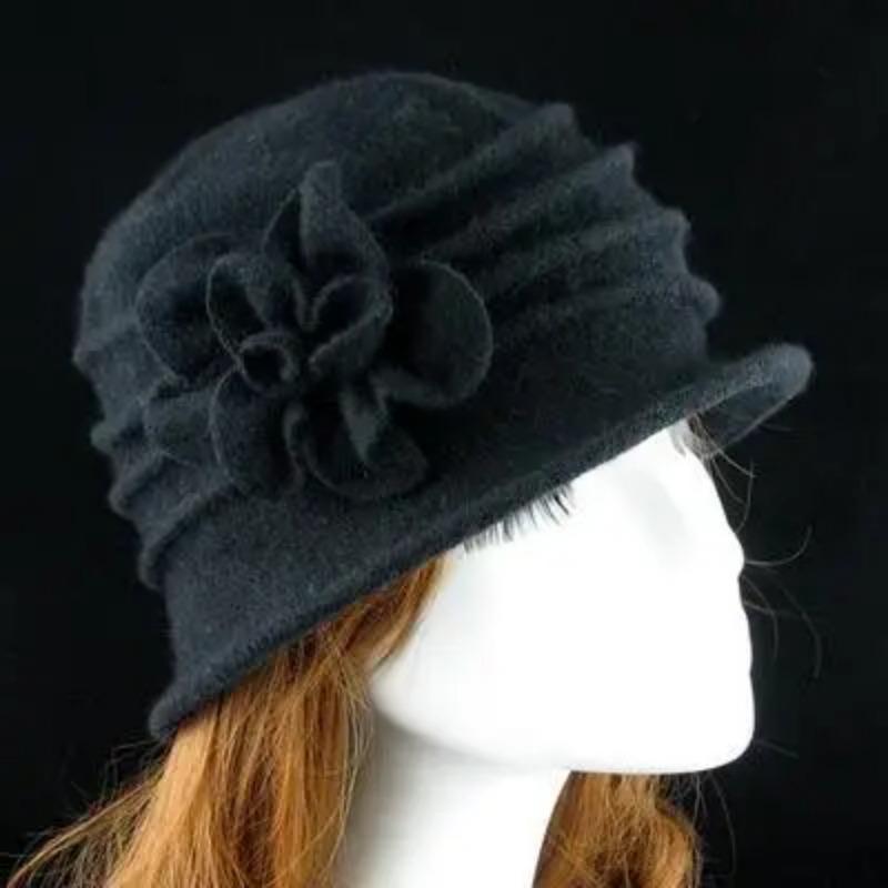 Flower New Section 100% Wool Hat Autumn Winter Middle-aged Female Soft Hat Women European Tide Dome Felted Mummy Thought Hat