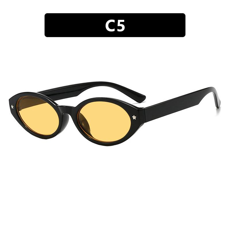Black Small Oval Women Sunglasses Fashion Leopard Print Retro UV400 Protection Colorful Shades