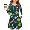 Christmas Day Girls' Long Sleeve Dress - Color Pocket Dress