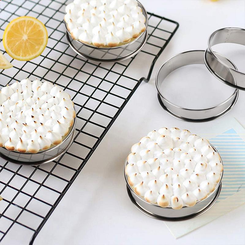 6 Pieces Muffin Tart Rings Double Rolled Tart Ring Stainless Steel Muffin Rings Metal Round Ring Mold for Food Making Bake ware