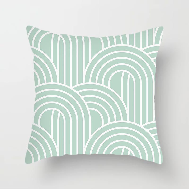 Зеленый наволочка с геометрическим декором для гостиной, офиса, дивана, наволочка, домашний декор, наволочка из персиковой кожи