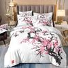 Комплект из трех предметов с 3D цифровой печатью Цветок сакуры Цветок сливы Пододеяльник Постельное белье Комплект из четырех предметов