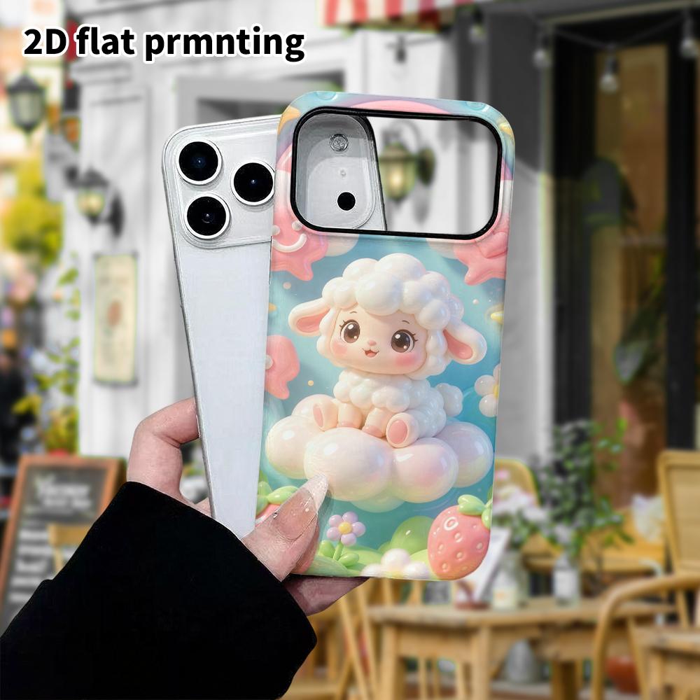 Phone Case: 2D flat design suitable for iPhone 18 17 16 15 14 13 Pro protective case, curly little lamb, perfect Christmas and Halloween holiday gift