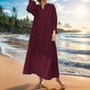Large Size Women's Loose Skirt Stand Collar Open Tube Long Solid Color Long Sleeve Swing Dress