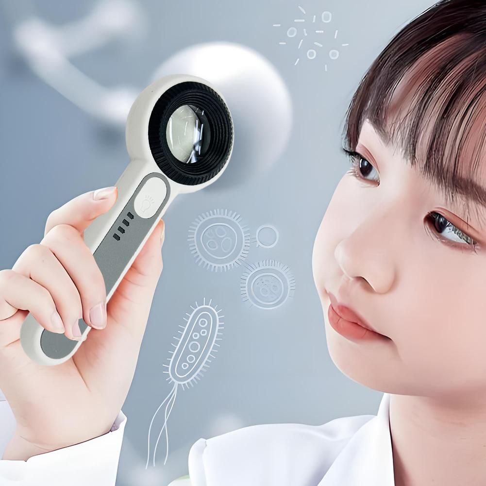 Ручная лупа 60X со светодиодной подсветкой, освещенная лупа, подсветка для чтения книг, газет, ювелирных изделий