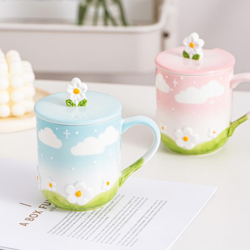 Ceramic Coffee Mug Creative Flower Cup for Office and Home Christmas Birthday Surprise for Friends Family or Flower Lovers