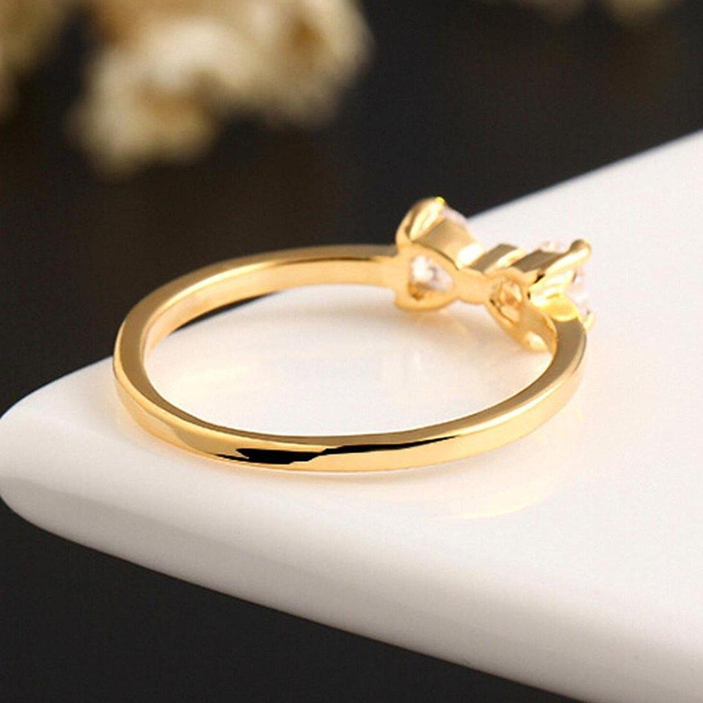 Японская и корейская мода Цирконий Love Ring Bow - Simple Ins Style для женщин