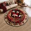 Anti Slip Living Room Rug Round Christmas 3D Rug, Optical Illusion Area Santa Claus Gnome Quilted-Like Washable Festive Entrance Mat Anti-slip