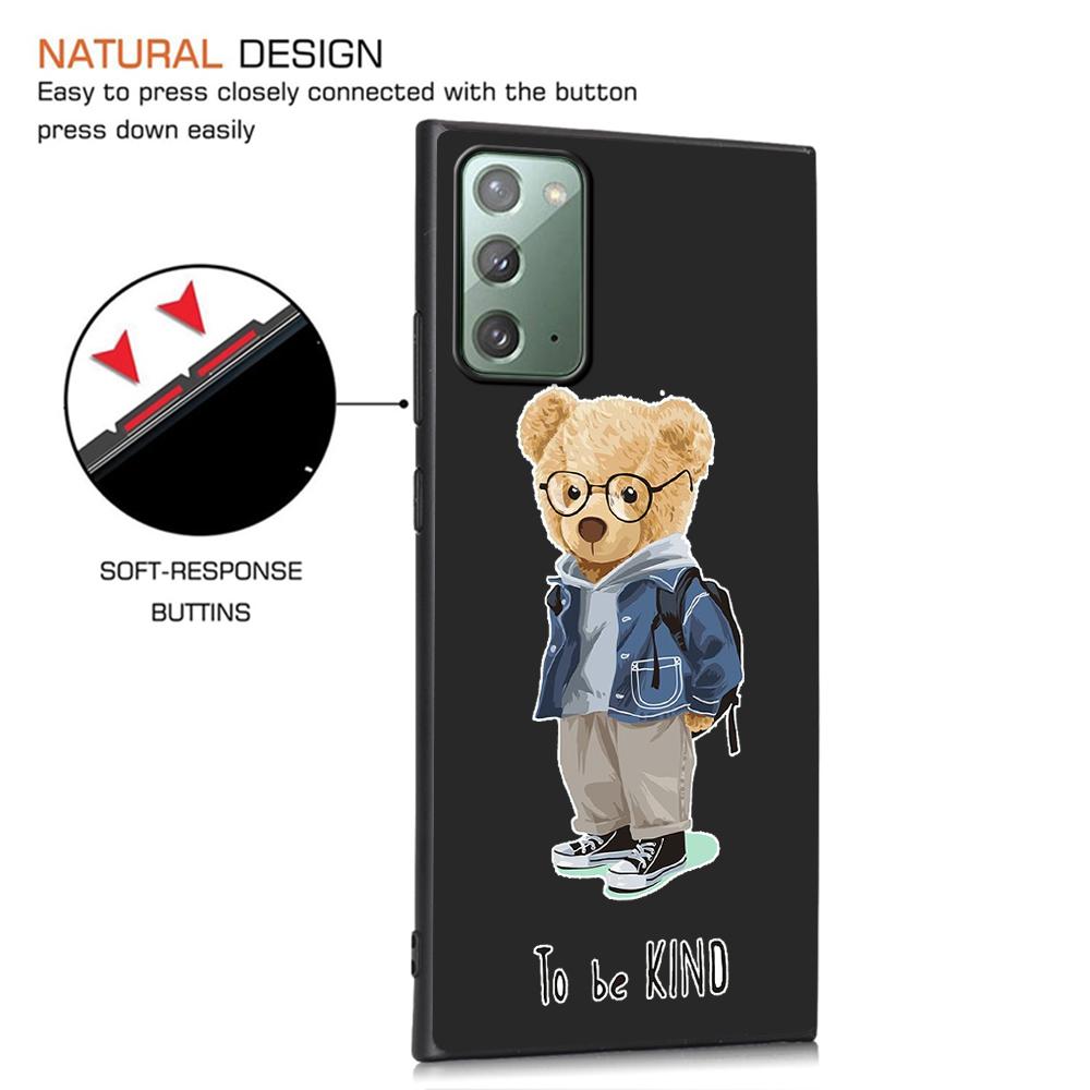 Модный брендовый чехол для телефона с медведем для Samsung Galaxy Note 20 Ultra 10 Lite 9 8 S22 Plus M31 M30s M11 M12 M21, черный мягкий чехол из ТПУ