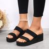 Fashion 9cm Heel Platform Slippers Women's Sandals Soft EVA Black color Ladies Fashion Slides Thick Sole Summer Shoes Woman Flip Flops