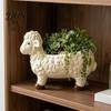 Unique Garden Ornament Curly Sheep Planter Pot, Resin Cute Lamb Flower Decorative Animal Pot Plant for Succulents Cacti Indoor Outdoor Decoration