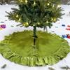 Velvet Christmas Tree Skirt 48 Inch Ruffled Holiday Tree Skirt Rustic Xmas Tree Decoration Soft Festive Tree Apron for Cozy Celebrations