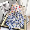 Japanese and Korean Square Scarf Pastoral Style Colorful Daisy Printed Imitation Silk Scarf Sweet and Fresh Ladies Decorative Neck Scarf