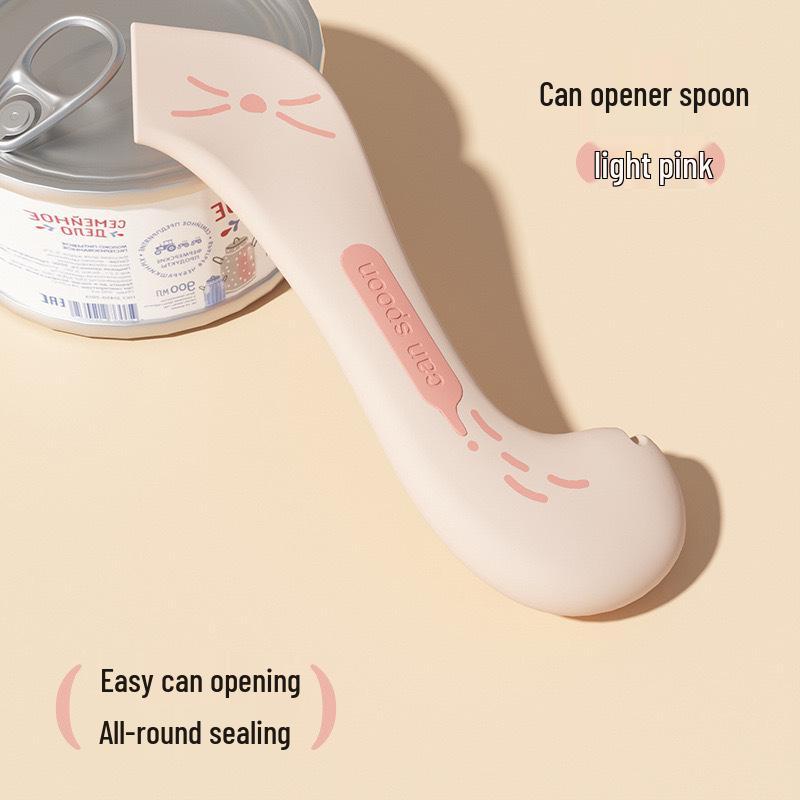 Многофункциональная силиконовая ложка для кошачьего корма и открывалка для консервов с герметичной коробкой